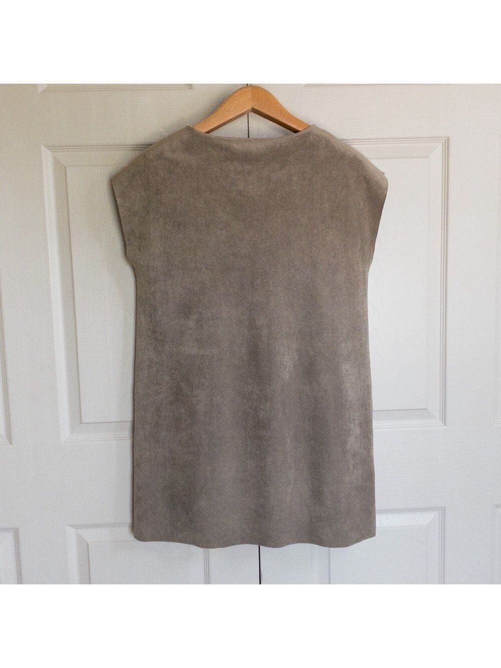Wilfred Free Aritzia Faux Suede Nori Boxy Mini Dress Tunic Sleeveless Minimalist - Picture 6 of 10